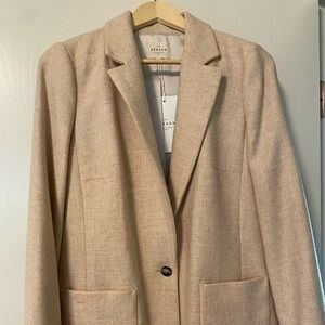 Sezane Romane wool blazer 38 mottled ecru